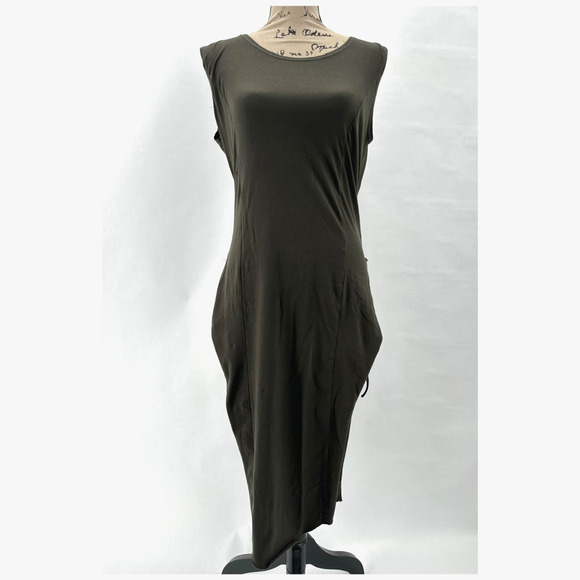 Psylo Festival Dress Womens 4 Lace Up Brown Midi Slits Rave Club Goth Ethical - Picture 10 of 10